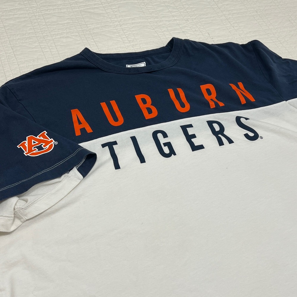Tailgate Auburn Tigers Navy White Colorblock Graphic T-Shirt XL
